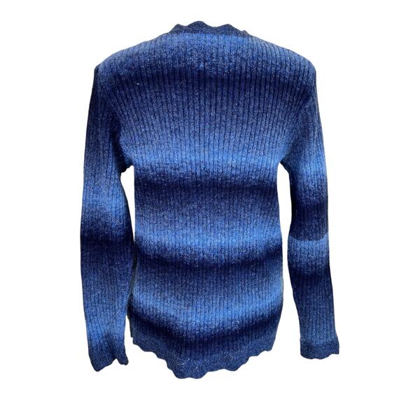 Alfred Dunner MP Blue Striped Ombre Cable Knit  Sweater Scallped Trims Acrylic - Picture 5 of 16